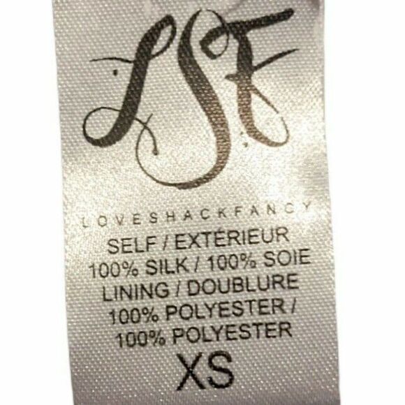 LoveShackFancy Nellie Bluejay 100% Silk Top Floral Ruffle Jewel Blouse XS - Picture 4 of 8